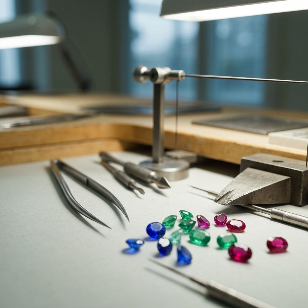Luxury jewelry crafting tools and precious materials